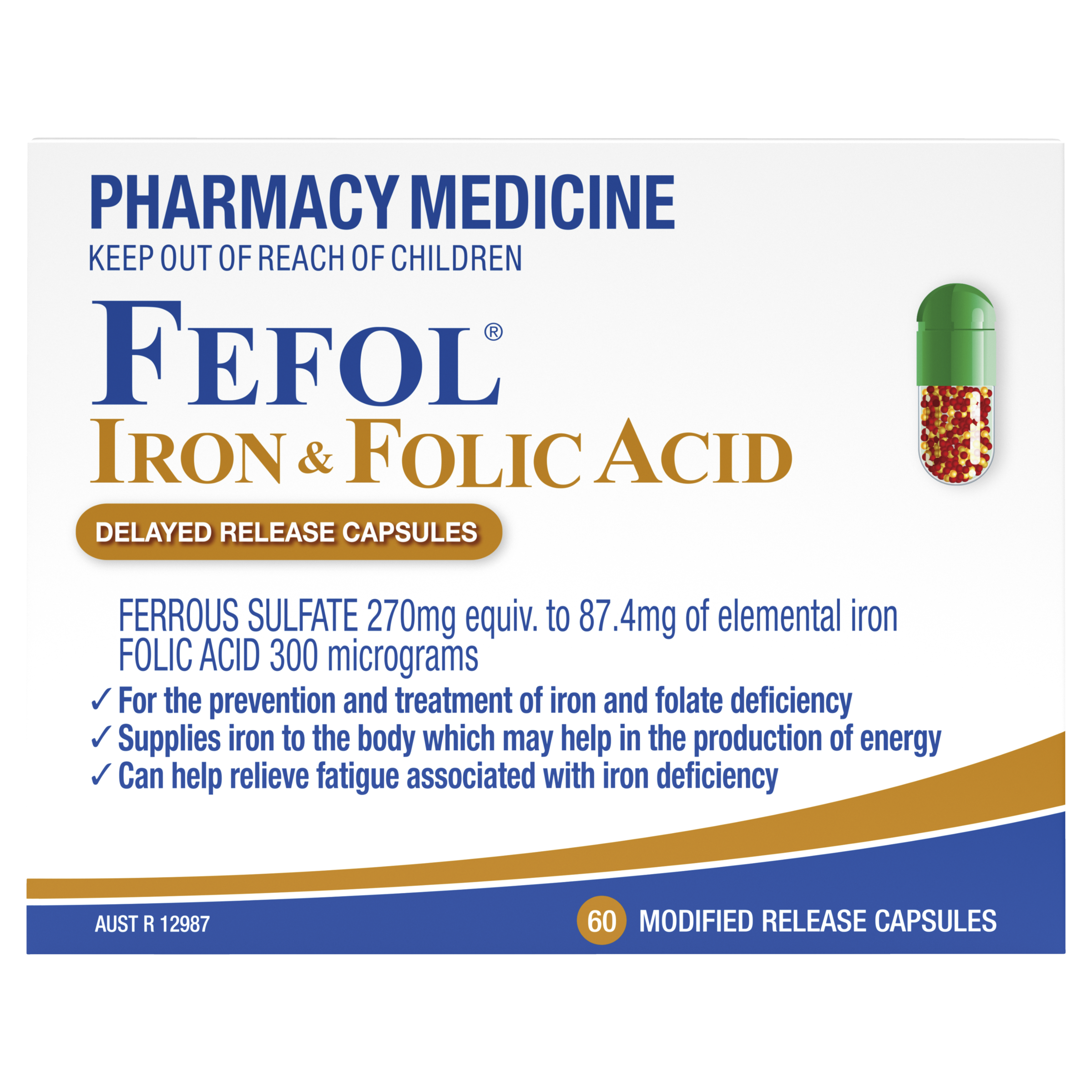 FEFOL IRON & FOLIC ACID CAPSULES 60s